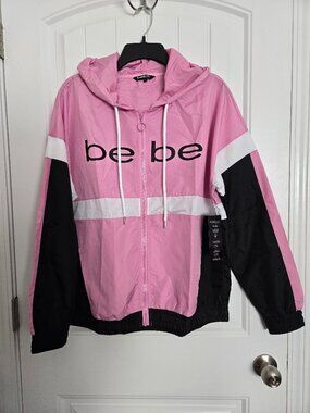 Bebe Sport Color Block Windbreaker Jacket Pink Crush Women's Large – NWT Y2K